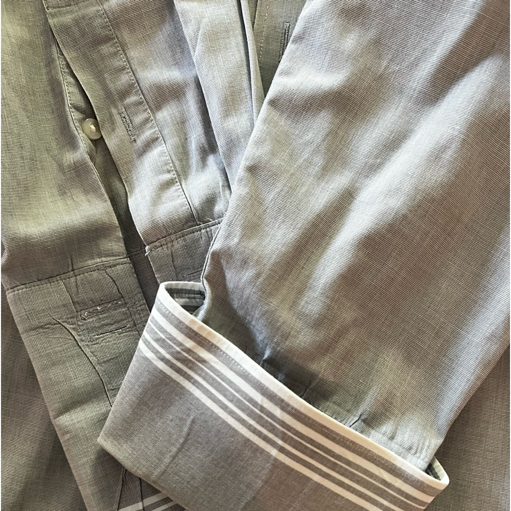 Men’s grey dress shirt with French cuffs